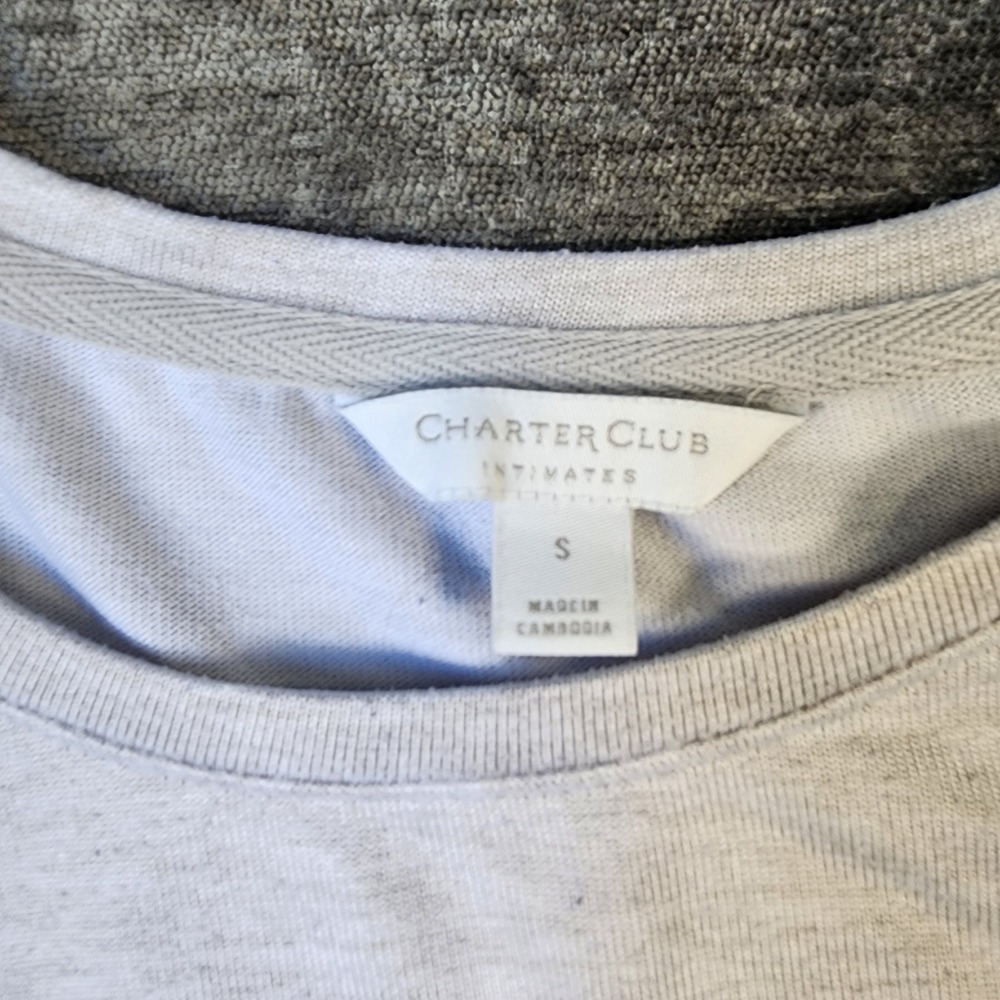 Charter Club Sleep Shirt Womens Small Gray Excellent Heathered Knit Loungewear - Picture 2 of 5